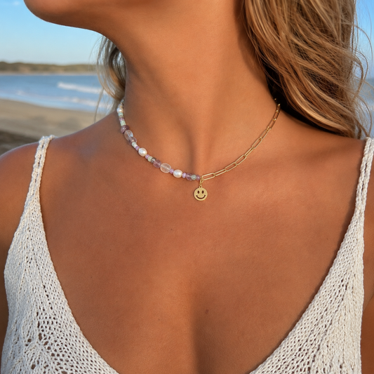 Choker "Pearl Fusion Fluorite" mit Wunschanhänger