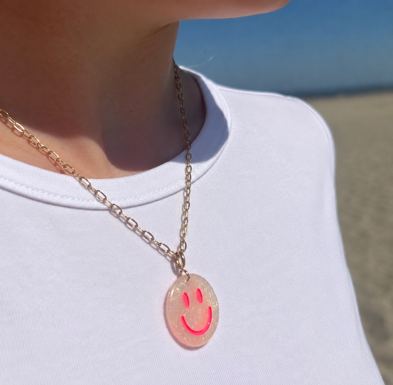 Kette "PopSmile" mit Smileyanhänger (verschiedene Farbvarianten)