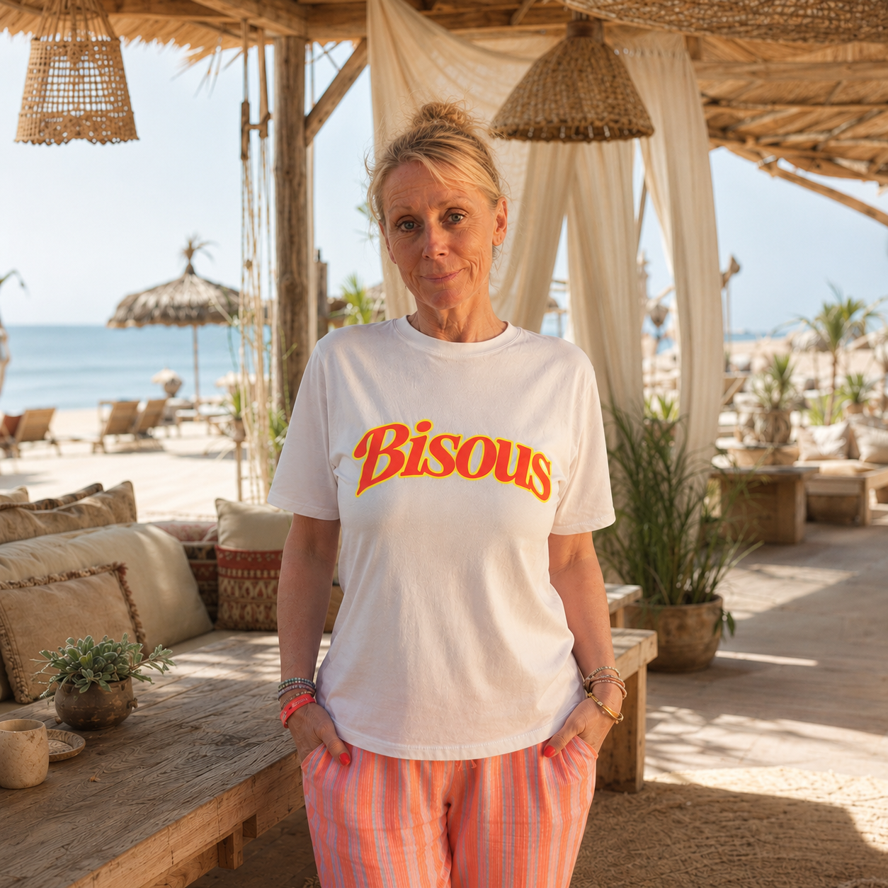 Shirt "BISOUS" (WEISS/NEON) oneSize