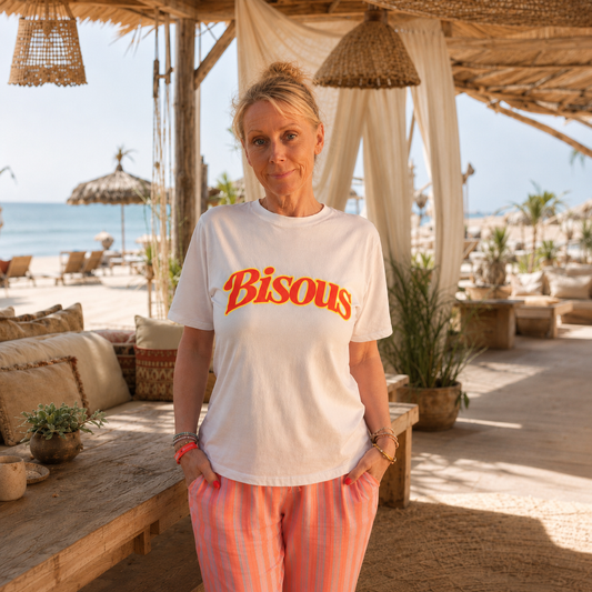 Shirt "BISOUS" (WEISS/NEON) oneSize