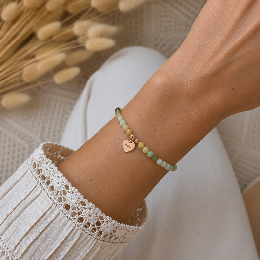 elastisches Steinperlenarmband mit Wunschtext "georgi"