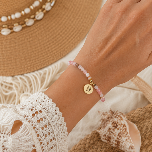 Perlenarmband "frauke" aus Natursteinperlen und mit Fotogravur