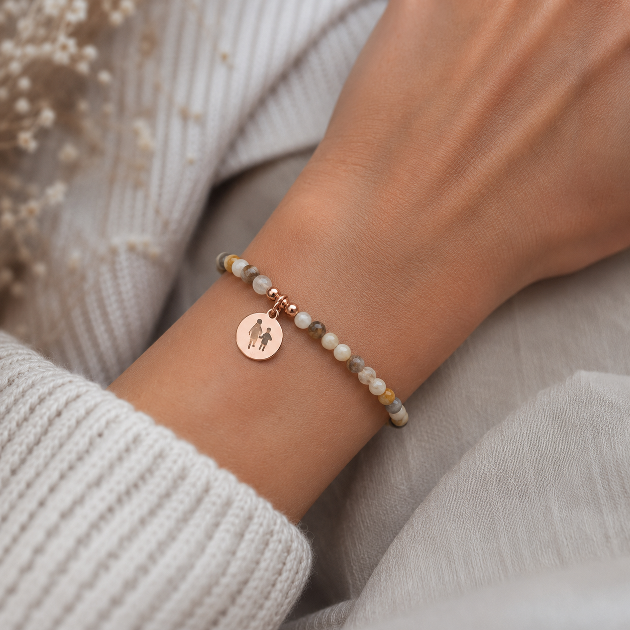 elastisches Steinperlenarmband "georg" mit Fotogravur