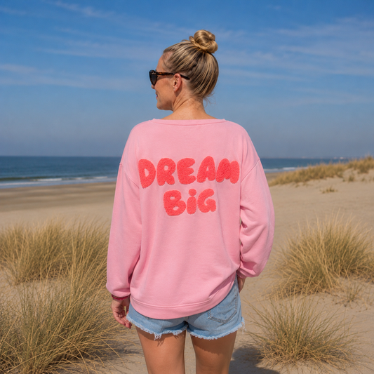 sommerlicher Sweater "DREAM BIG" rosa/neon (onesize)