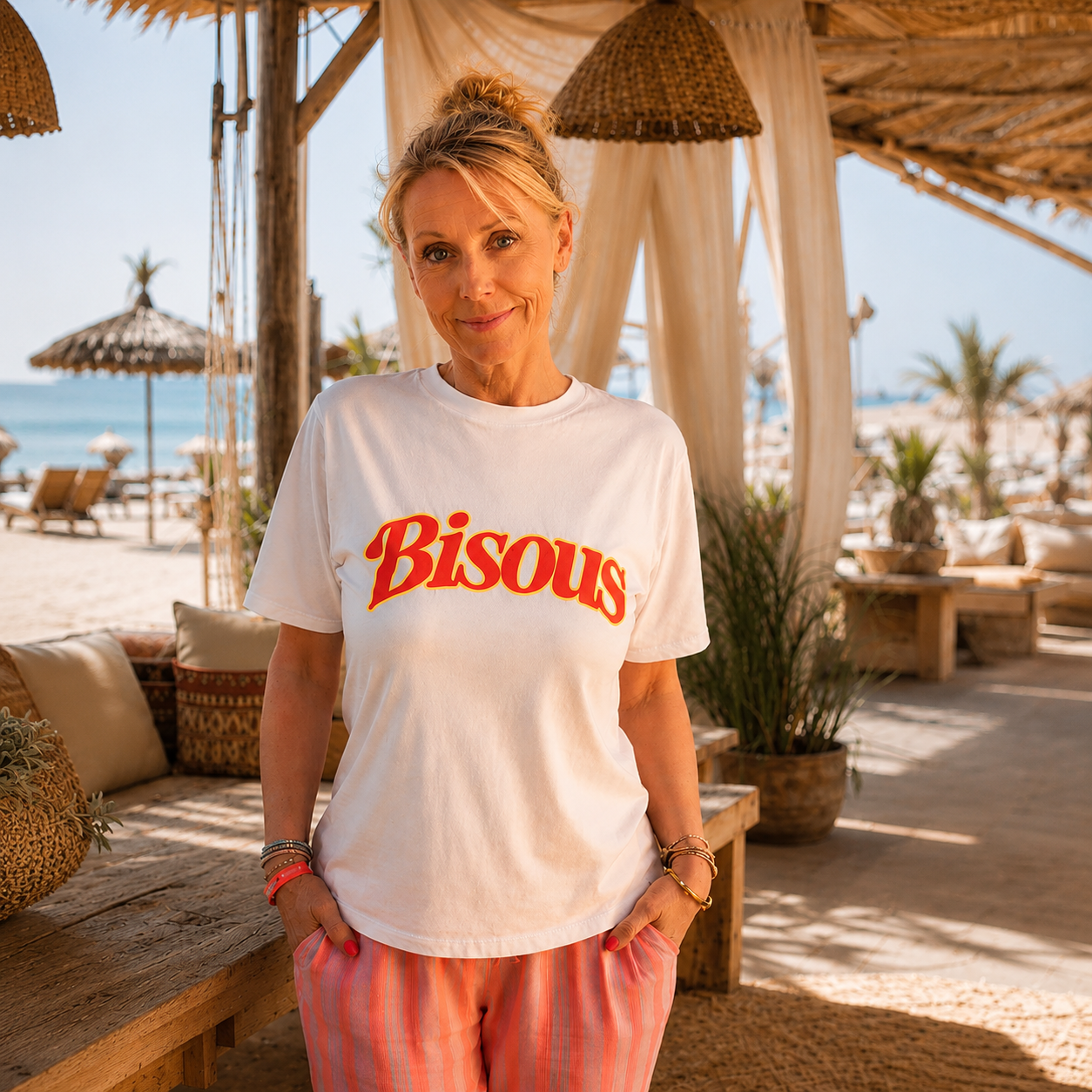 Shirt "BISOUS" (WEISS/NEON) oneSize