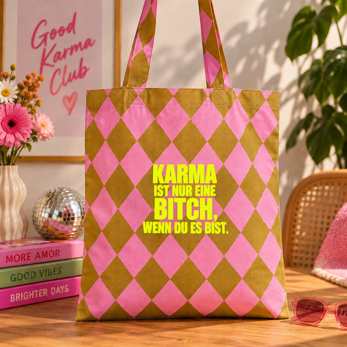 Statementtasche "HARLEKIN" l verschiedene Schriftfarben und Sprüche zur Auswahl