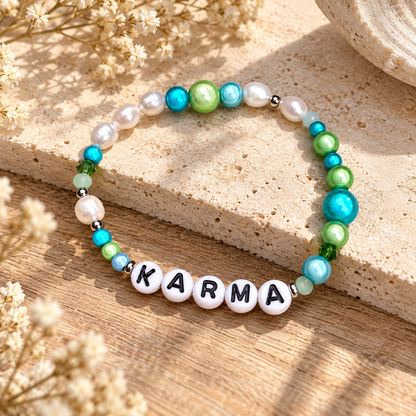 Armband "Karma&Love" mit 3D Effekt l mit WUNSCHTEXT & in deiner Wunschfarbe