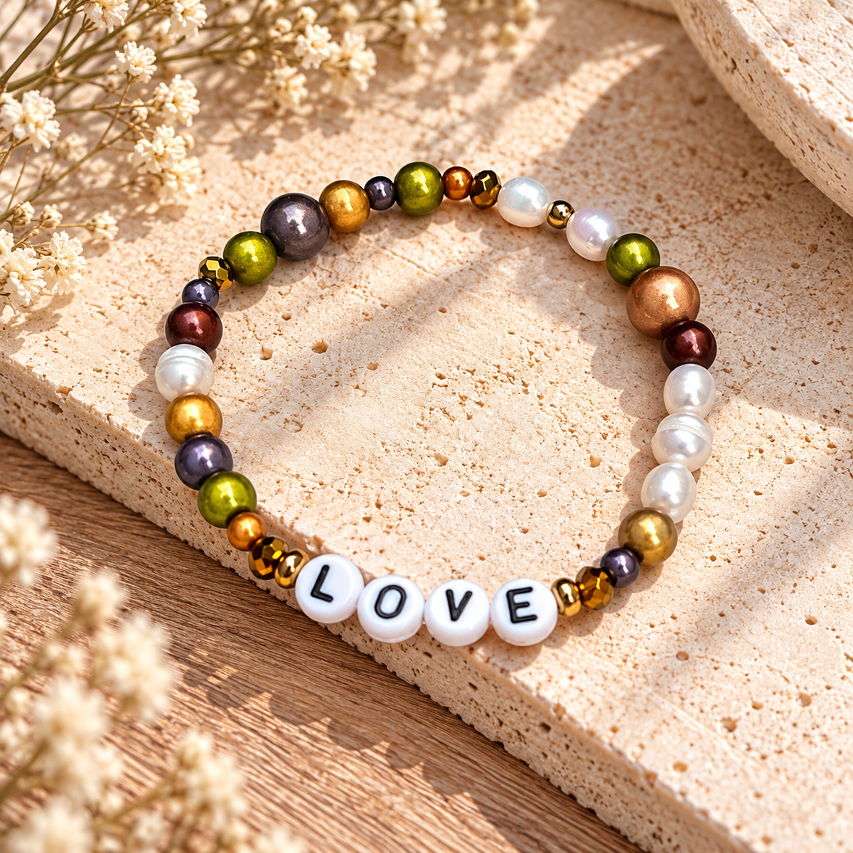 Armband "Karma&Love" mit 3D Effekt l mit WUNSCHTEXT & in deiner Wunschfarbe