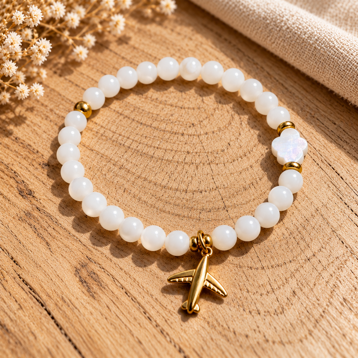 Muschelperlenarmband "fligh high" (in Gold oder Silber)