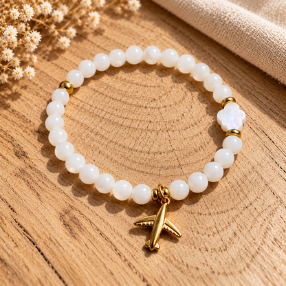 Muschelperlenarmband "fligh high" (in Gold oder Silber)
