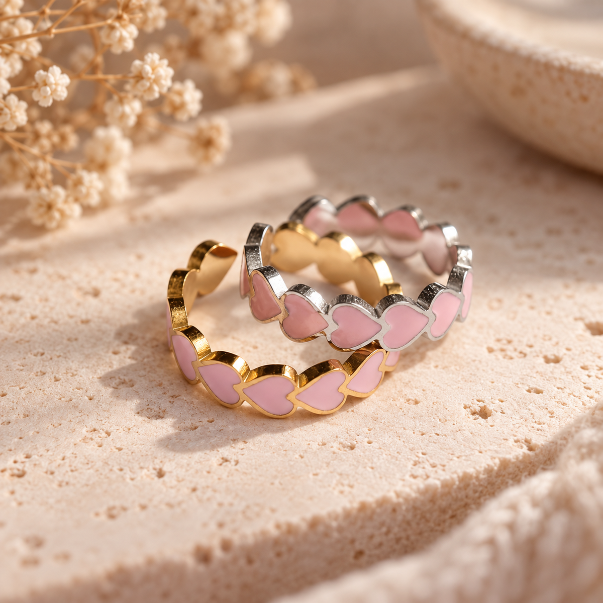 Herz-Ring "rose" I aus Edelstahl I in Gold oder Silber