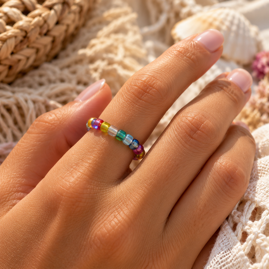 elastischer Ring "ADELE" I aus Glasperlen