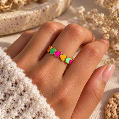 Herz-Ring "neon" I Edelstahl I in Gold oder Silber