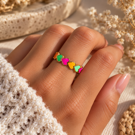 Herz-Ring "neon" I Edelstahl I in Gold oder Silber