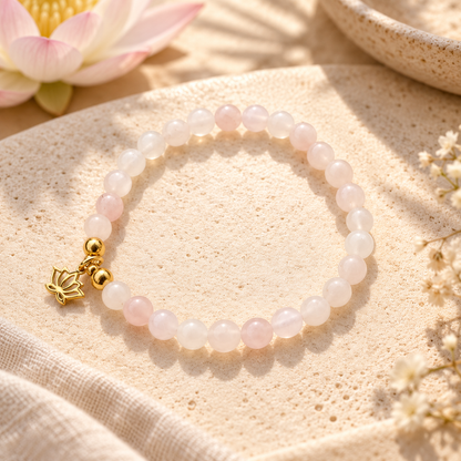 Armband "NAMASTÉ" aus Natursteinperlen I 4 Perlenvarianten zur Auswahl I Anhänger in Gold oder Silber