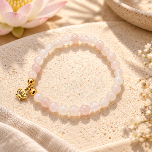 Armband "NAMASTÉ" aus Natursteinperlen I 4 Perlenvarianten zur Auswahl I Anhänger in Gold oder Silber