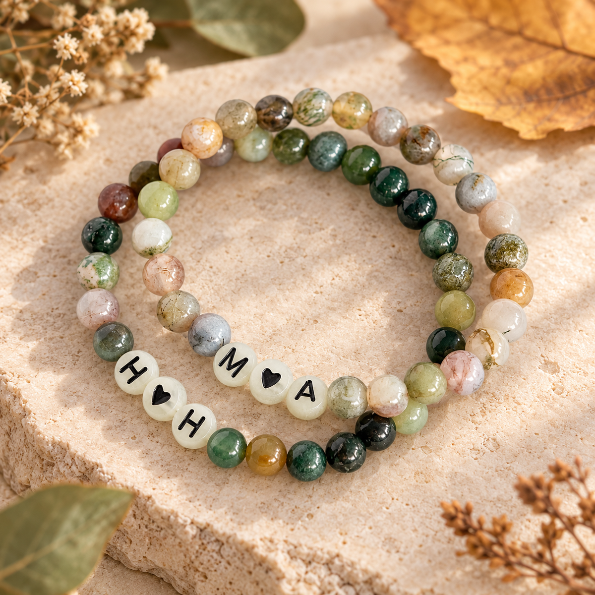 Armband "NATURE" mit Wunschinitialen I 2 Varianten zur Auswahl