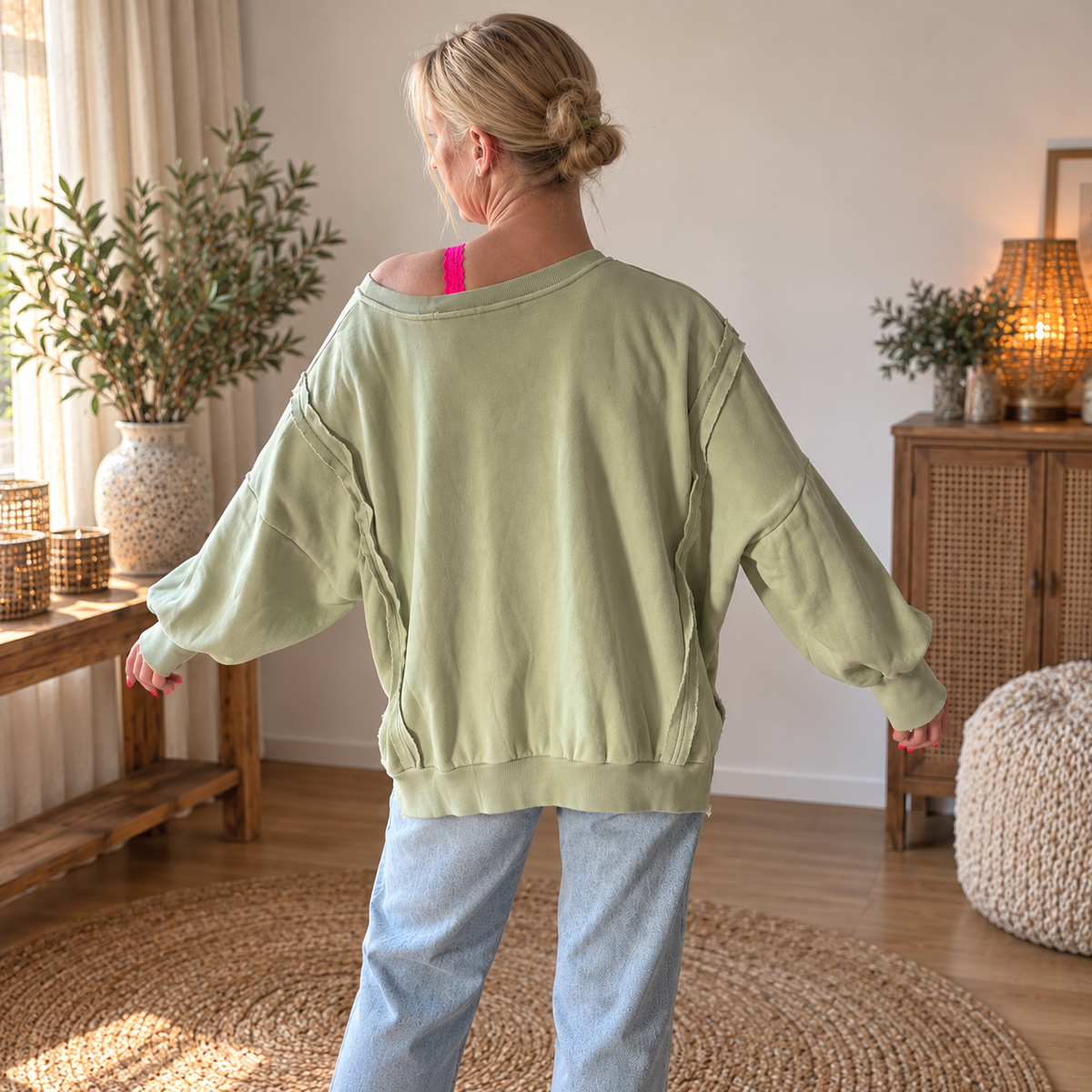 Sweater "SAYME" Oversize I in Lindgrün I verschiedene Prints zur Auswahl I oneSize