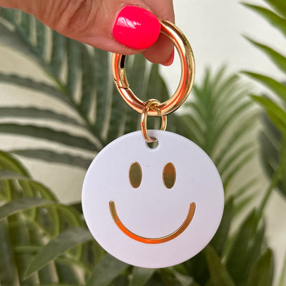 Statement Key Pop "Smiley" in babyblau-matt/gold