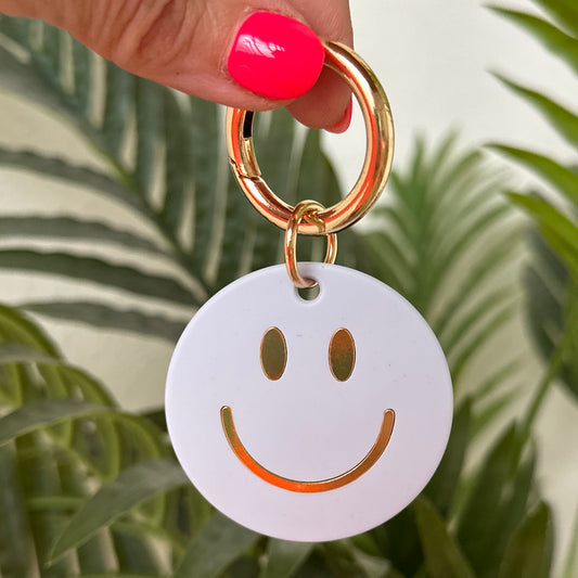 Statement Key Pop "Smiley" in babyblau-matt/gold