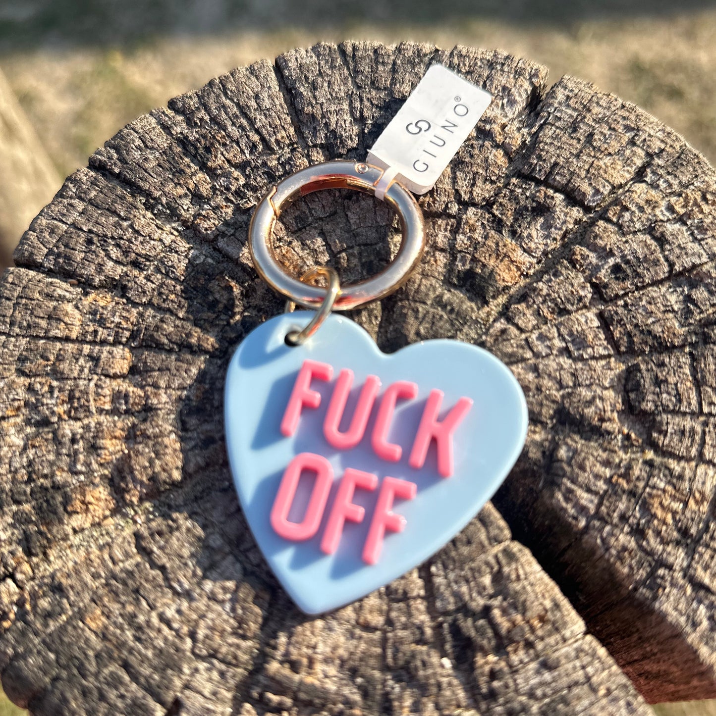 Statement Key Pop "FUCK OFF" in hellblau/rosa