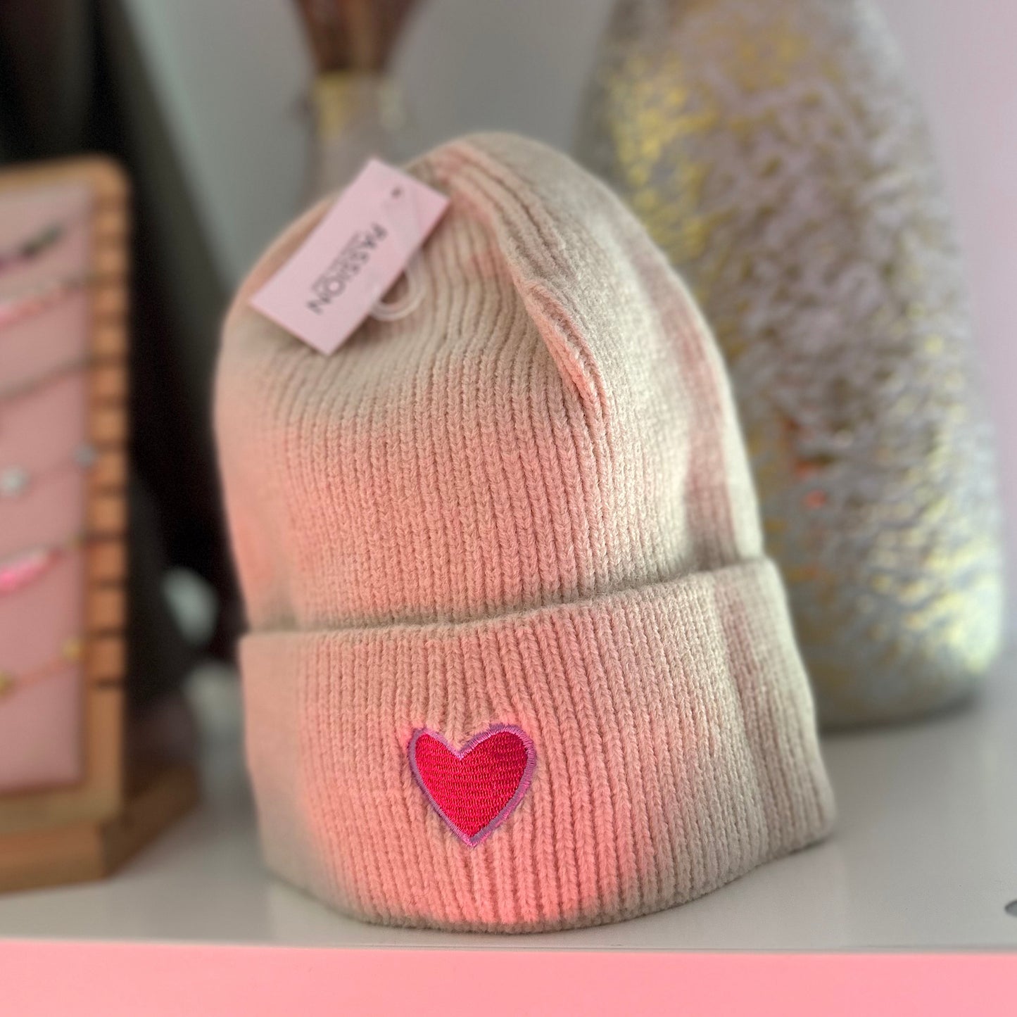 Mütze "HEART" in beige