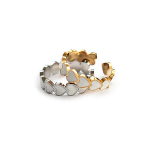 Herz-Ring "white" (aus Edelstahl, in Gold oder Silber)