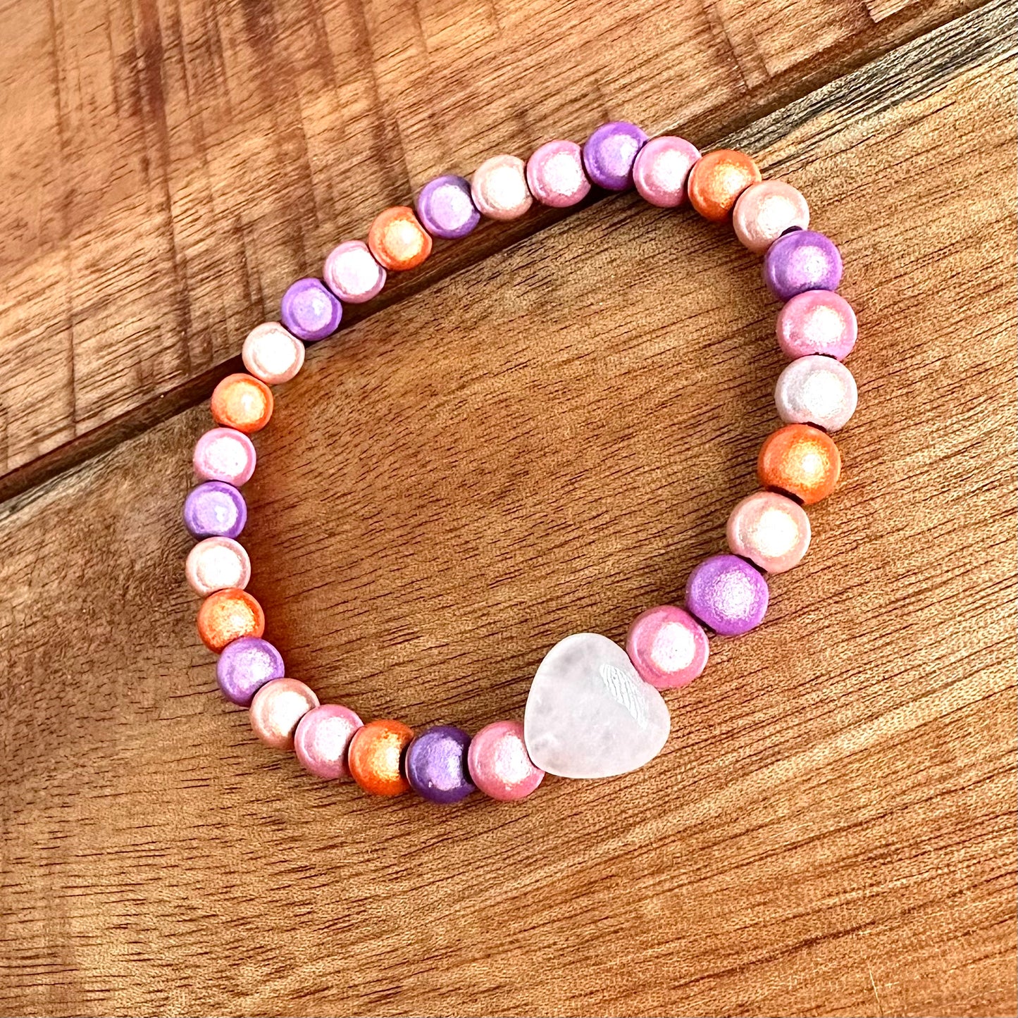 Armband "GLOWHEART" mit 3D-Effekt (Herz aus Rosequarz oder Amazonit)