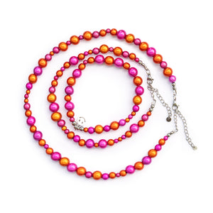 SET Choker/Fußkettchen/Armband "shiny" mit 3D Effekt, viele Farbvarianten (auf Wunsch mit Anhänger)