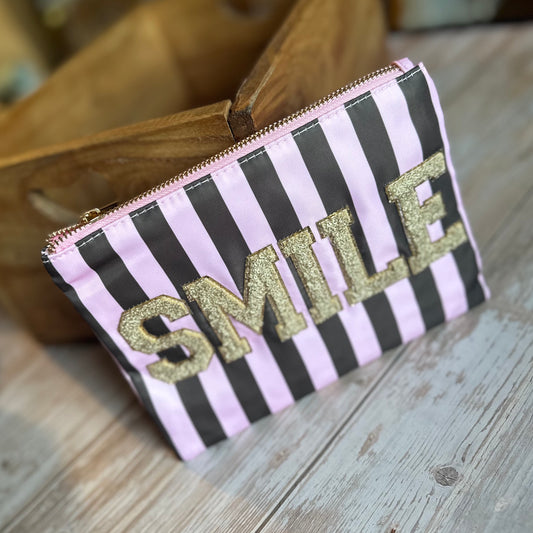 Kunterbuntes Mini-Täschchen "SMILE" (rosa-schwarz)