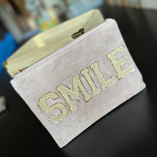 Kunterbuntes Mini-Täschchen "SMILE" (FLIEDER-BEIGE)