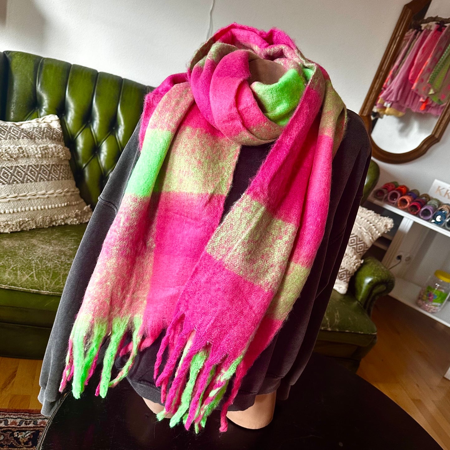 Neon-Schal "PINK-LIME-CRUSH" (pink-grün)