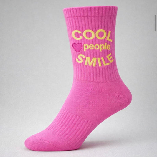 Socken "COOL people SMILE" (PINK) Alps and Beach