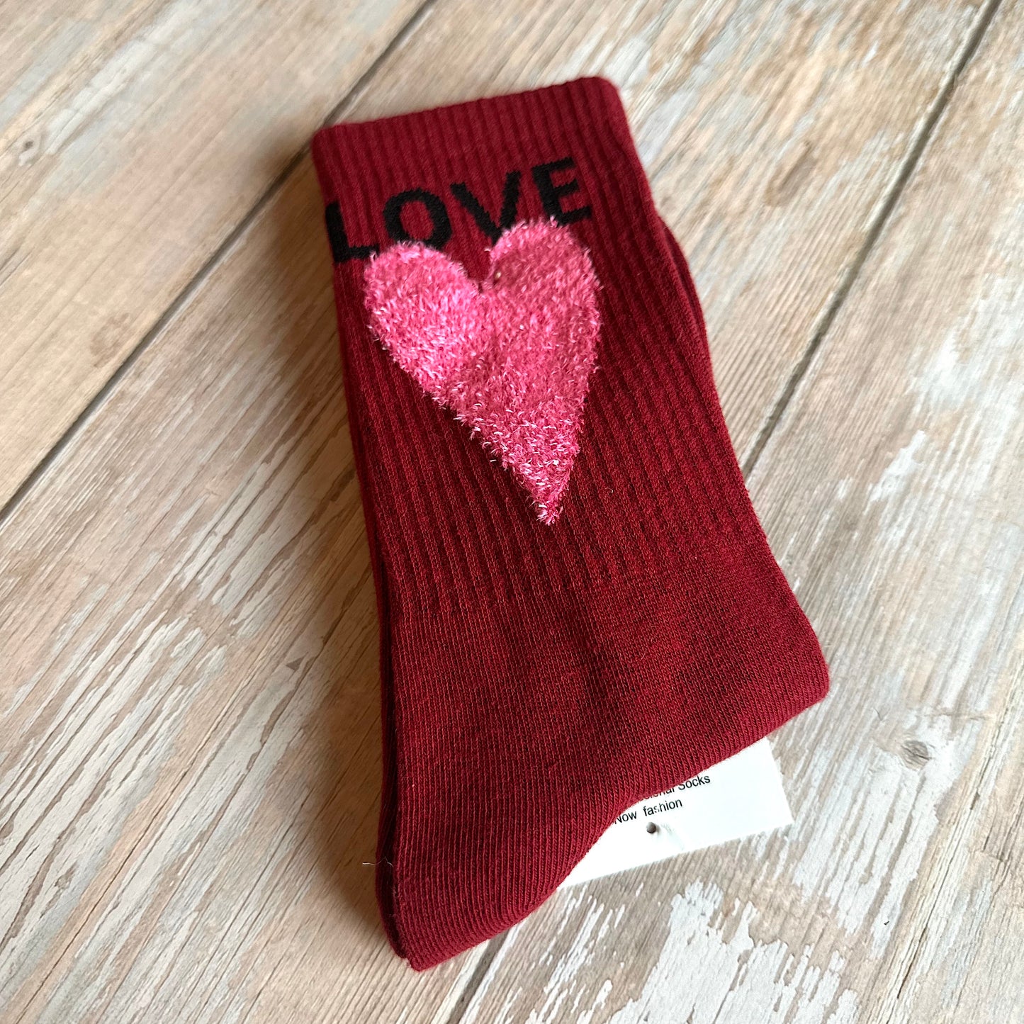 Socken "LOVE" in Bordeaux