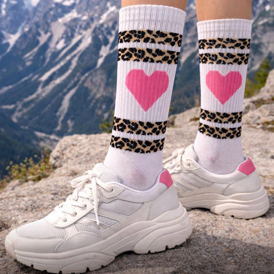 Socken "LEO-HERZ" (weiß) Alps and Beach