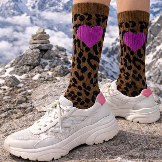 Socken "LEO-HERZ" (braun) Alps and Beach