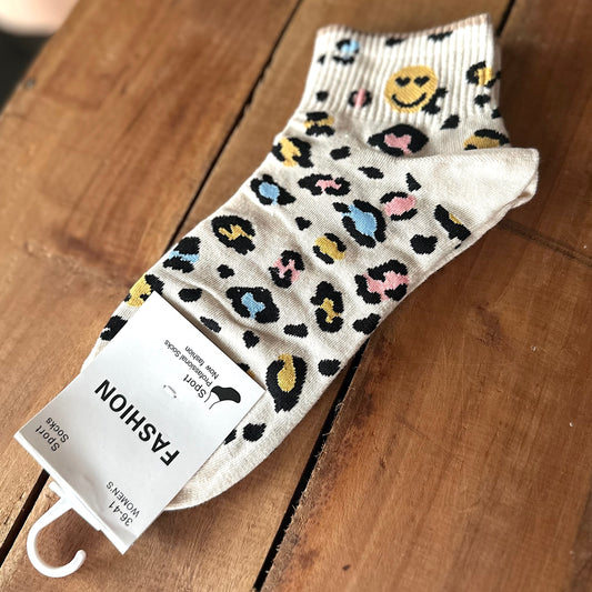 Socken "Smilie" bunt mit Smilie in gelb