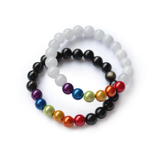 Steinperlenarmband "regenbogen" (in schwarz oder weiß)