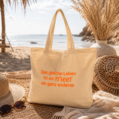 Große Strandtasche mit Statementspruch in neon, individuell bedruckt, ein absoluter Hingucker und ein Unikat