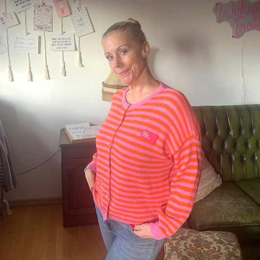Strickjacke "DRESS4YOURSELF" orange-rosa-gestreift (oneSize)