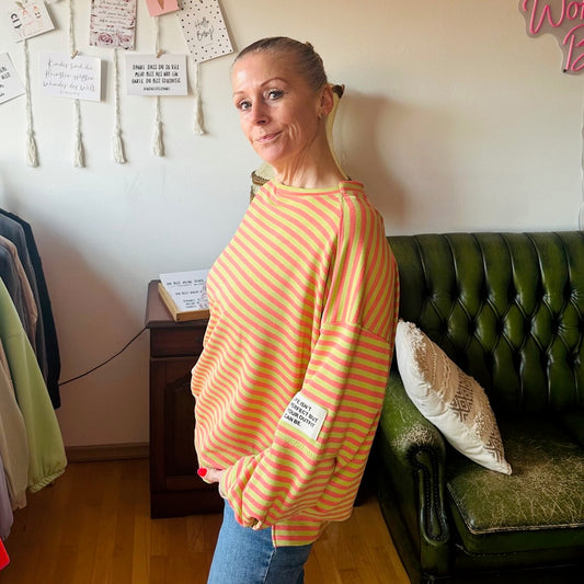 Leichter Sweater "LIFE" Kiwi-Pink/Beere (oneSize)