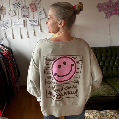 Sweater "keep it simple" in Beige (oversize geschnitten)