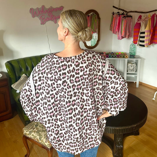 Sweater "LEO" in Blau/Grau (oversize geschnitten)