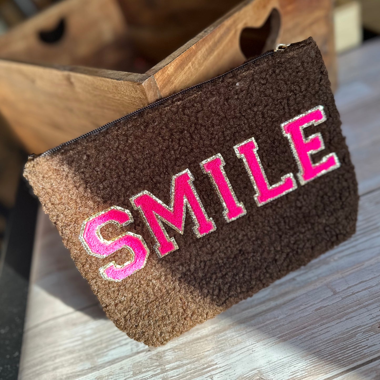 Teddy-Kosmetiktäschchen "SMILE" (braun)