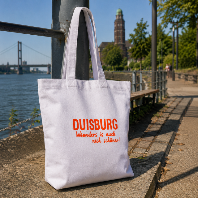 Cooler Shopper mit neon-print "DUISBURG - woanders is auch nicht schöner"! 