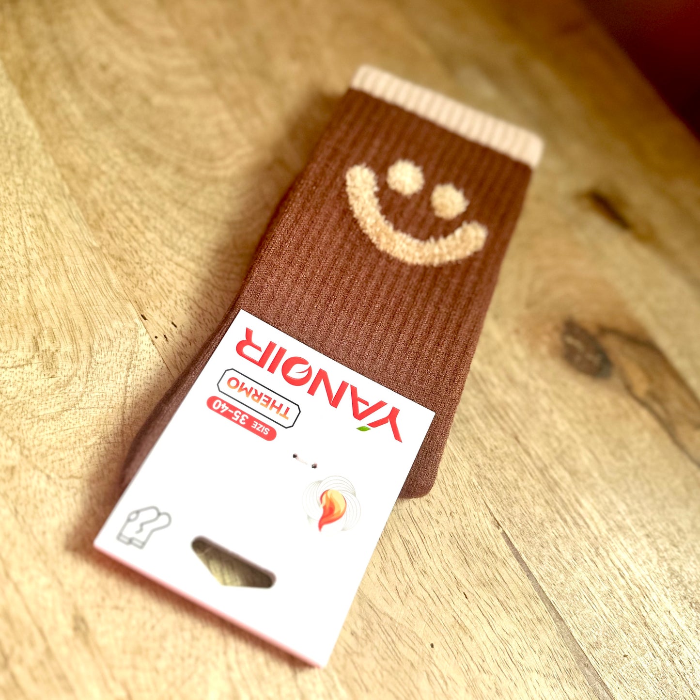 ThermoSocken "happy" (braun)