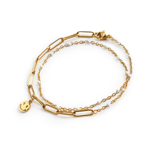 Wickelarmband "bianco" mit Wunschanhänger