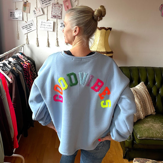 Kuschel-Sweater "GoodVibes" hellblau (onesize)