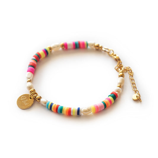 kunterbuntes Perlenarmband "franzi" mit Wunschgravur