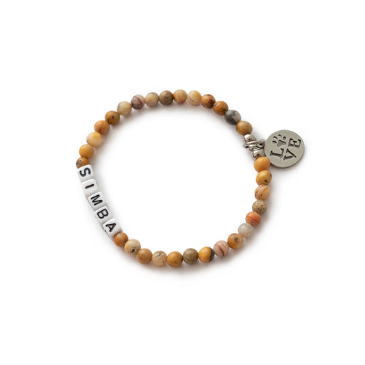 Armband "rocky" mit Wunschname und Edelstahlanhänger
